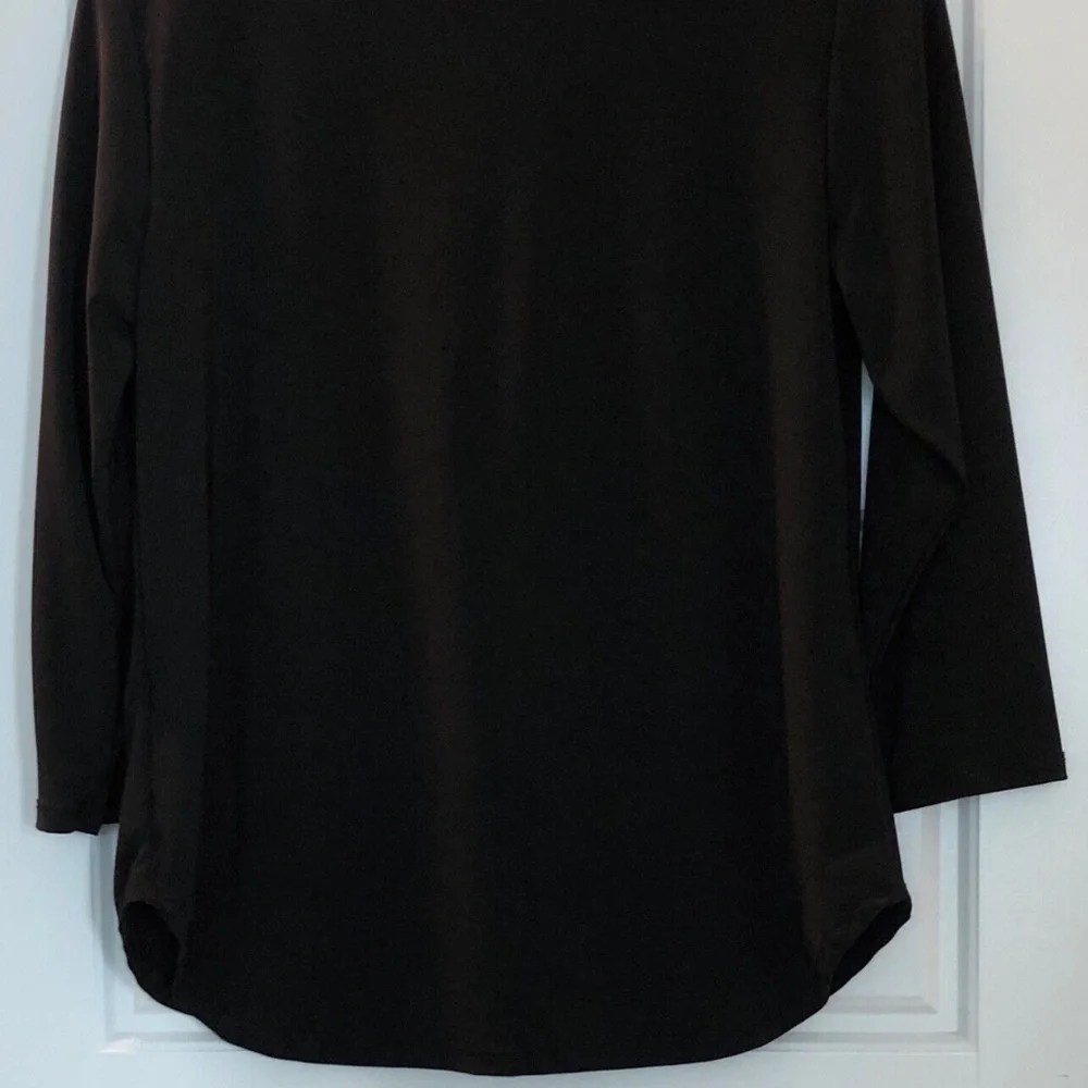 Women's cb Established 1962 Black/Tan Keyhole 3/4 Sleeve Top Size PL - Picture 7 of 7